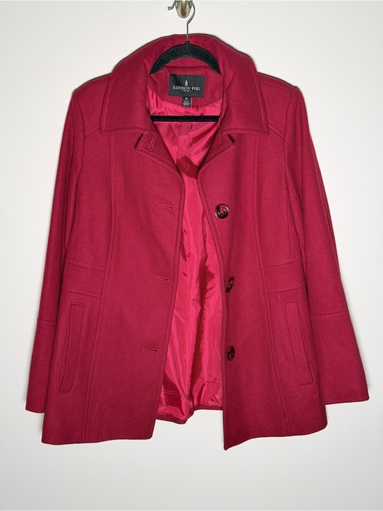 London Fog Jackets & Blazers - London Fog Women's Cherry Red Wool Peacoat